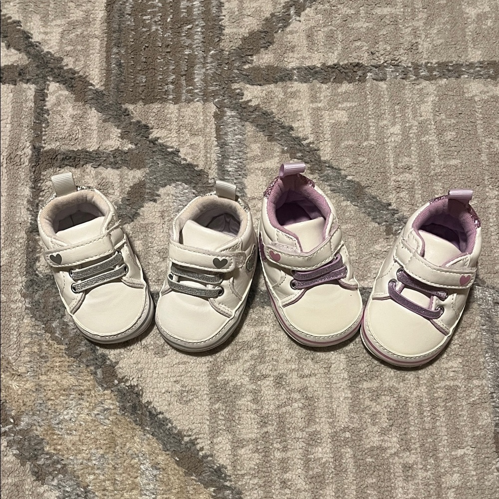 Stylish Kids Shoes in Cream and Purple
